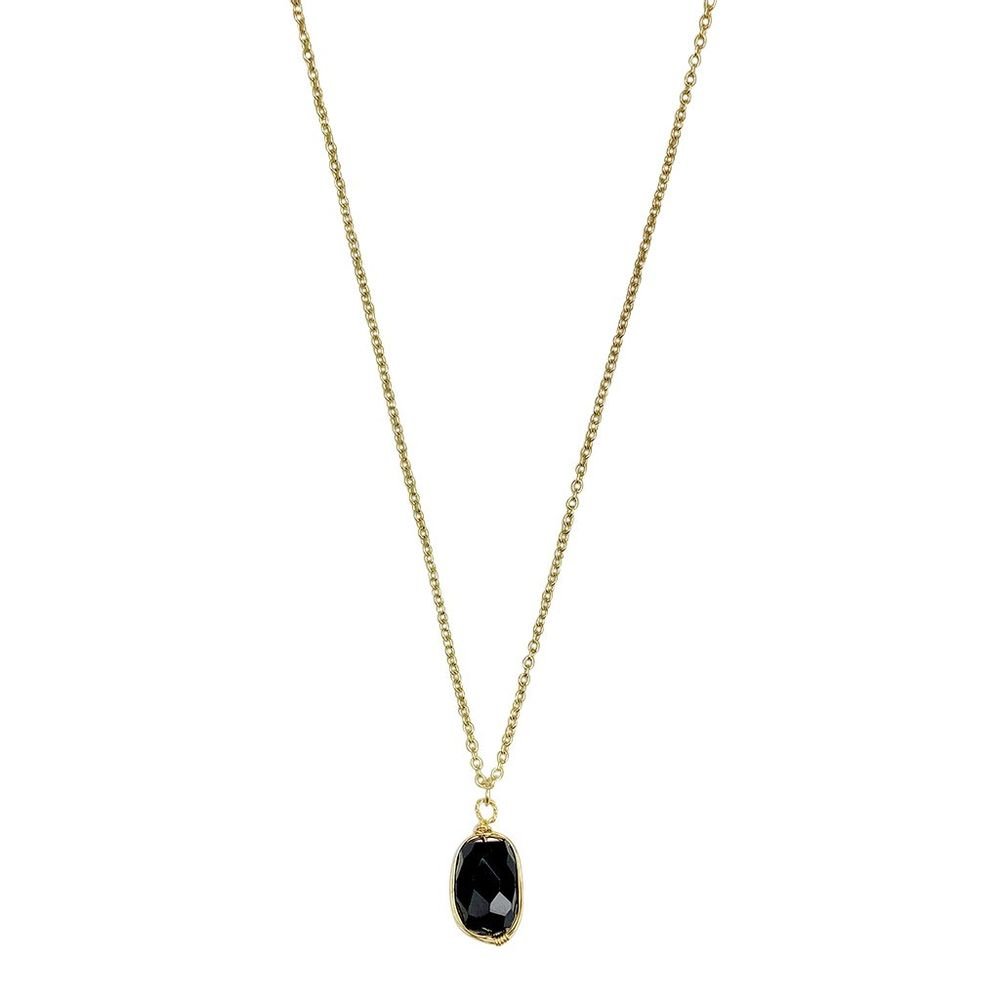 Black Quartz Pendant Necklace - Dear Autumn