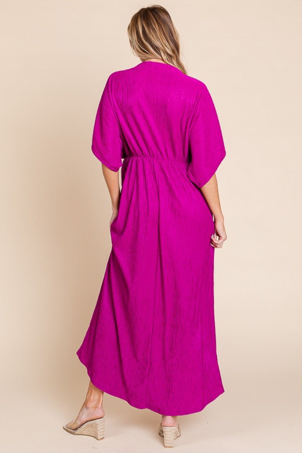 BOMBOM Surplice Maxi Dress with Pockets - Dear Autumn