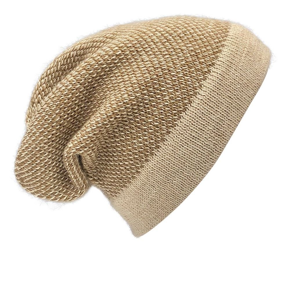 Camel Interwoven Alpaca Beanie - Dear Autumn