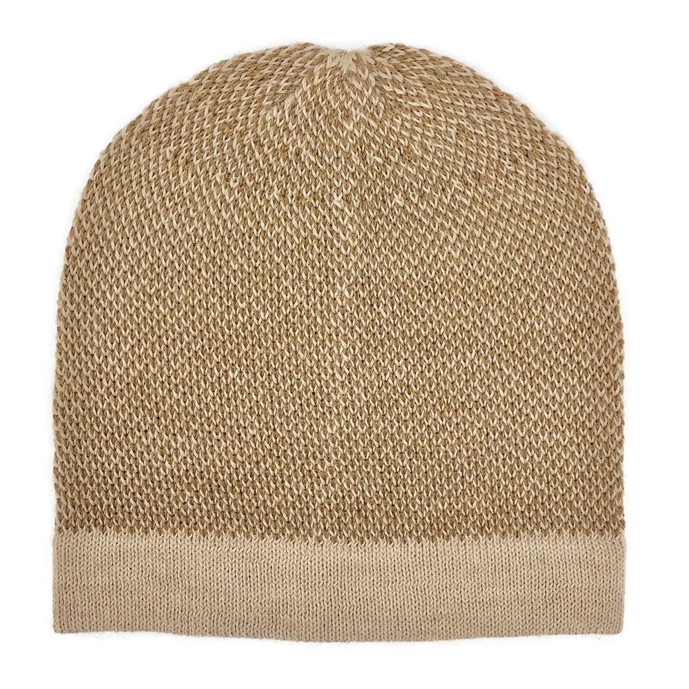 Camel Interwoven Alpaca Beanie - Dear Autumn