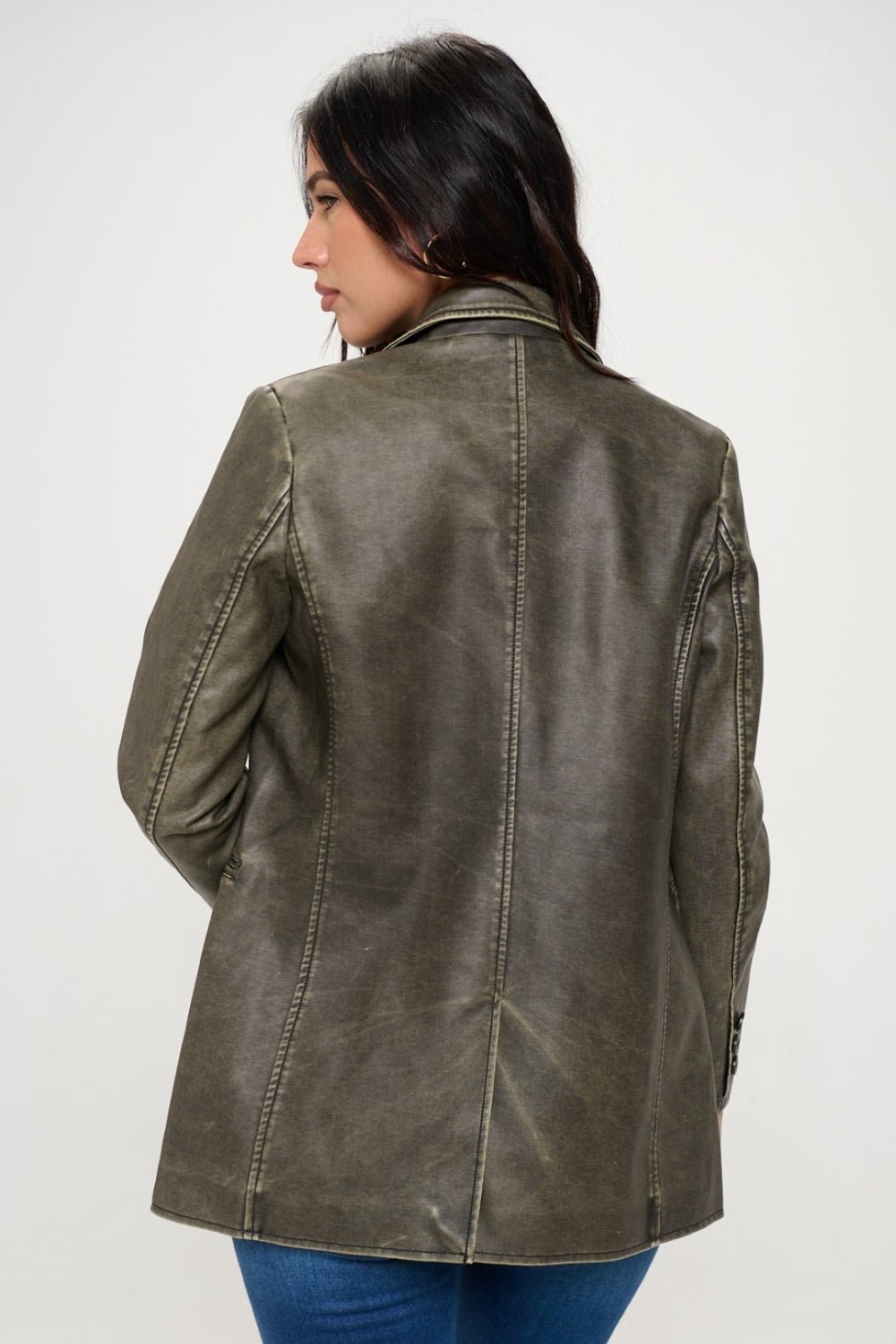 Coalition LA Single - Breasted Vegan Leather Blazer - Dear Autumn