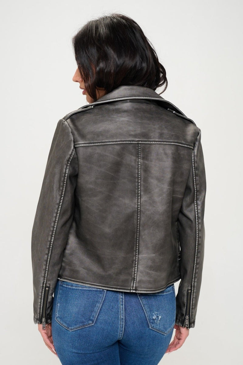 Coalition LA Zip Up Biker Jacket with Belt - Dear Autumn