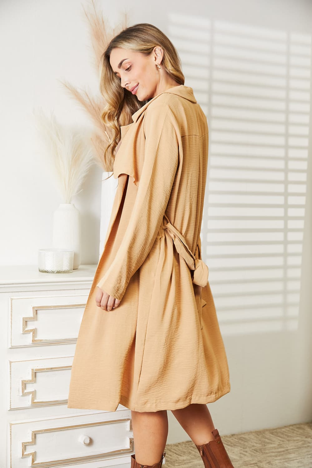 Culture Code Tied Trench Coat with Pockets - Dear Autumn