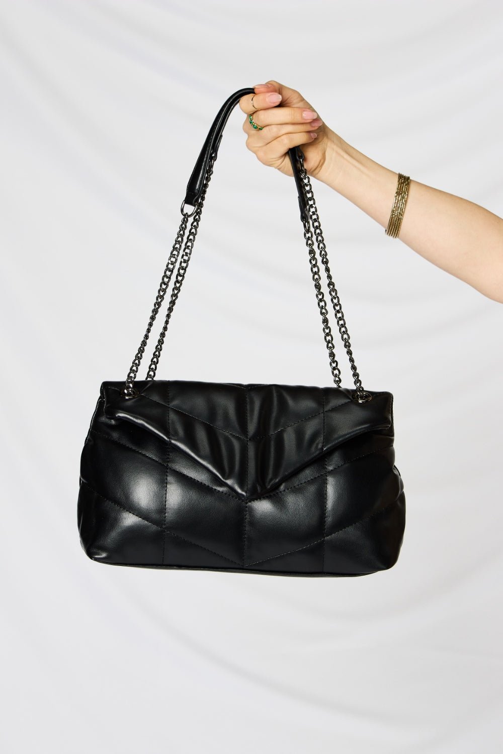 Faux Leather Chain Handbag - Dear Autumn