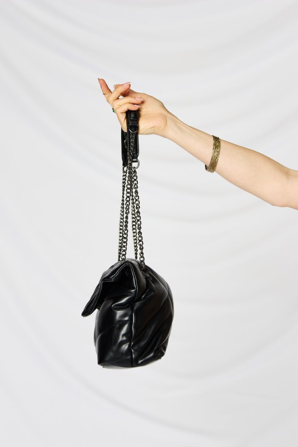 Faux Leather Chain Handbag - Dear Autumn