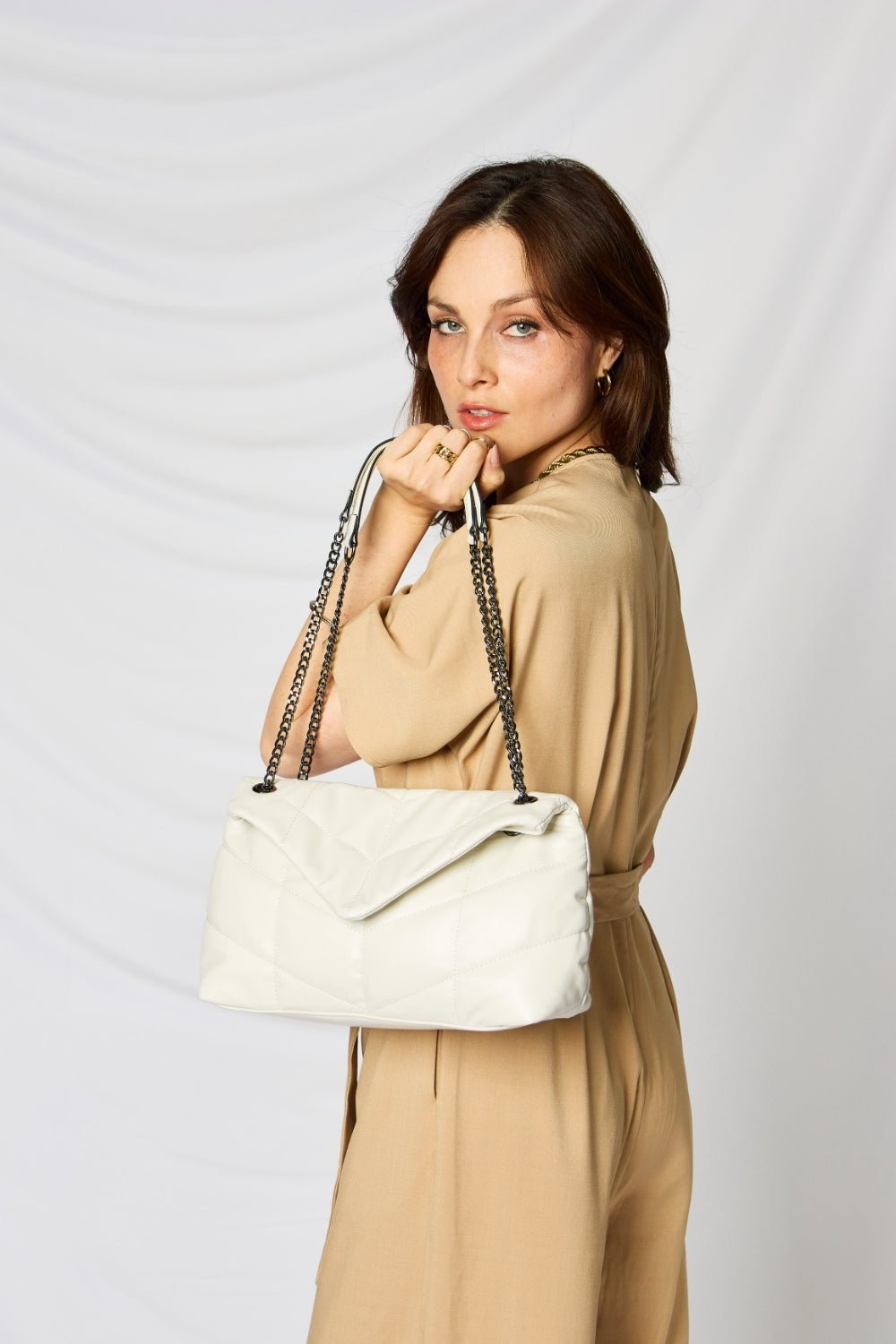 Faux Leather Chain Handbag - Dear Autumn