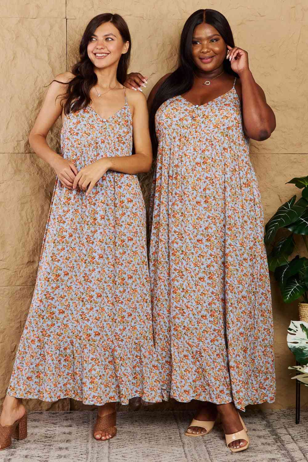 Floral Halter Neck Maxi Dress - Dear Autumn