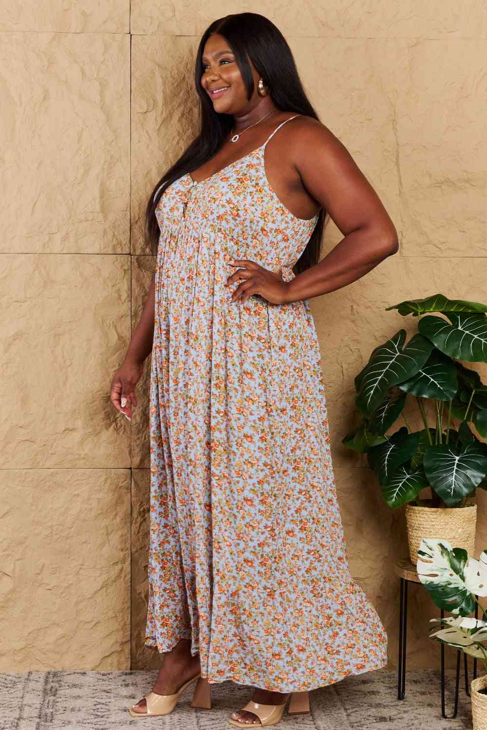 Floral Halter Neck Maxi Dress - Dear Autumn