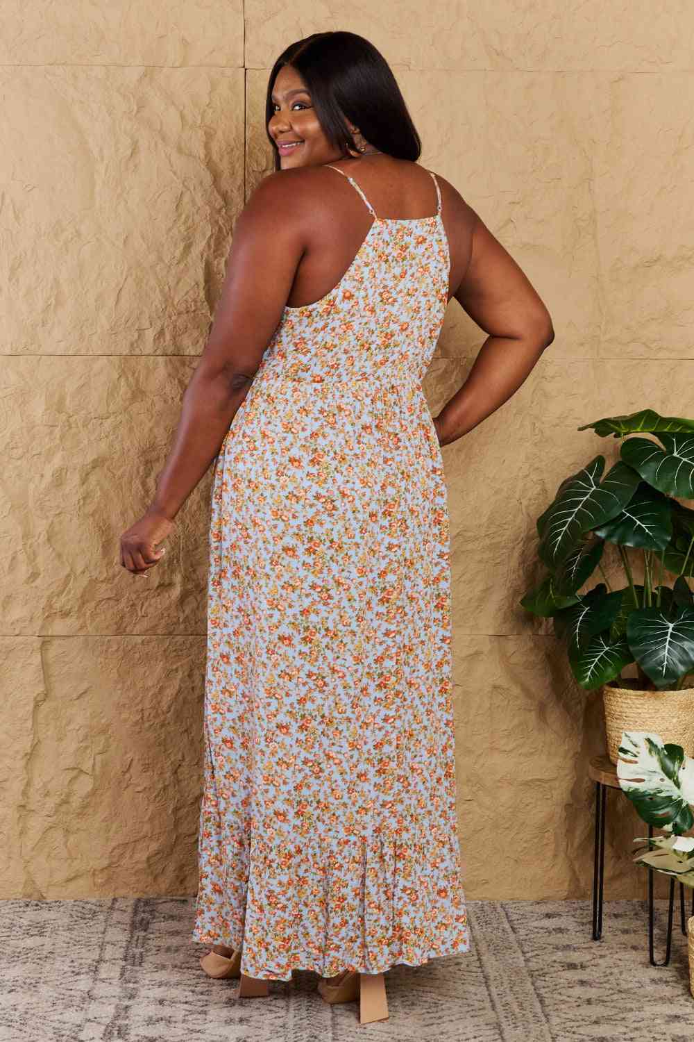 Floral Halter Neck Maxi Dress - Dear Autumn