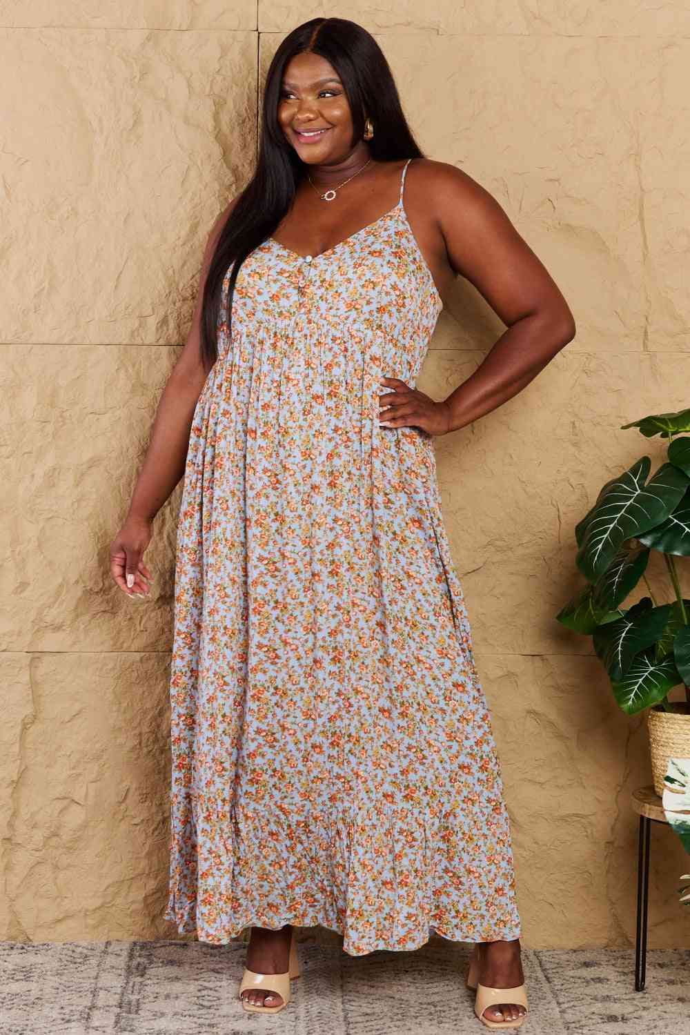 Floral Halter Neck Maxi Dress - Dear Autumn