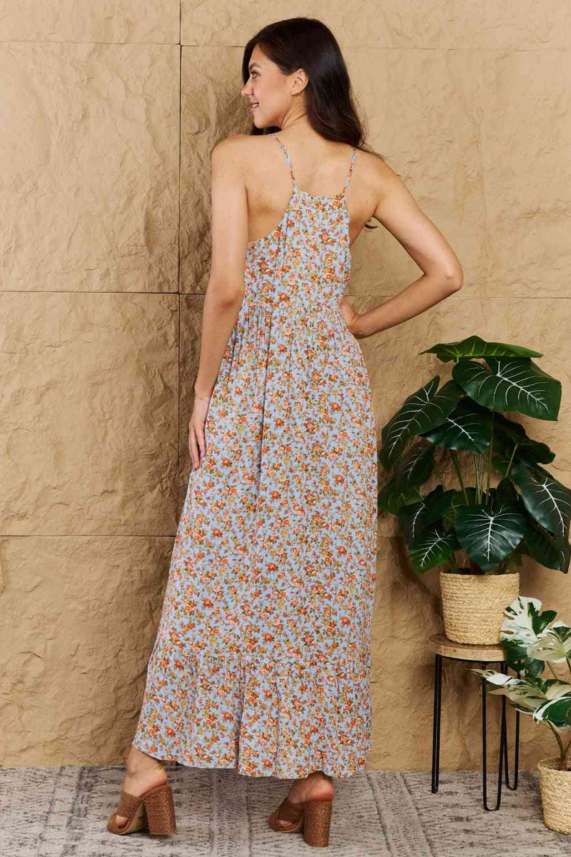 Floral Halter Neck Maxi Dress - Dear Autumn