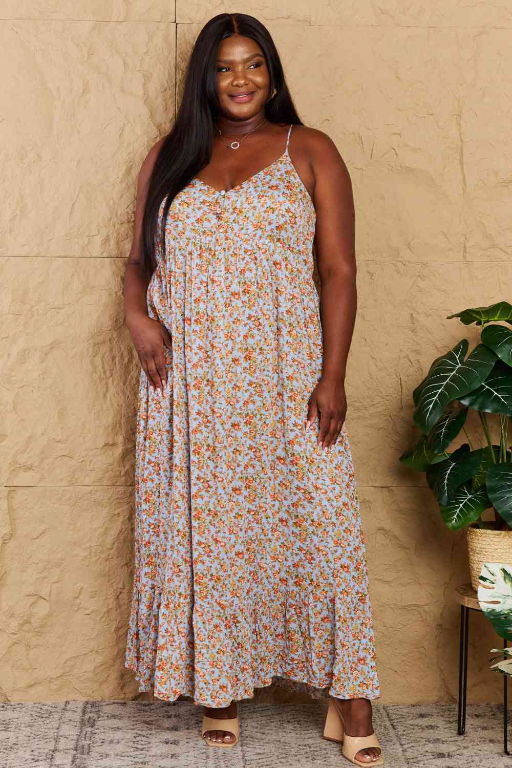 Floral Halter Neck Maxi Dress - Dear Autumn