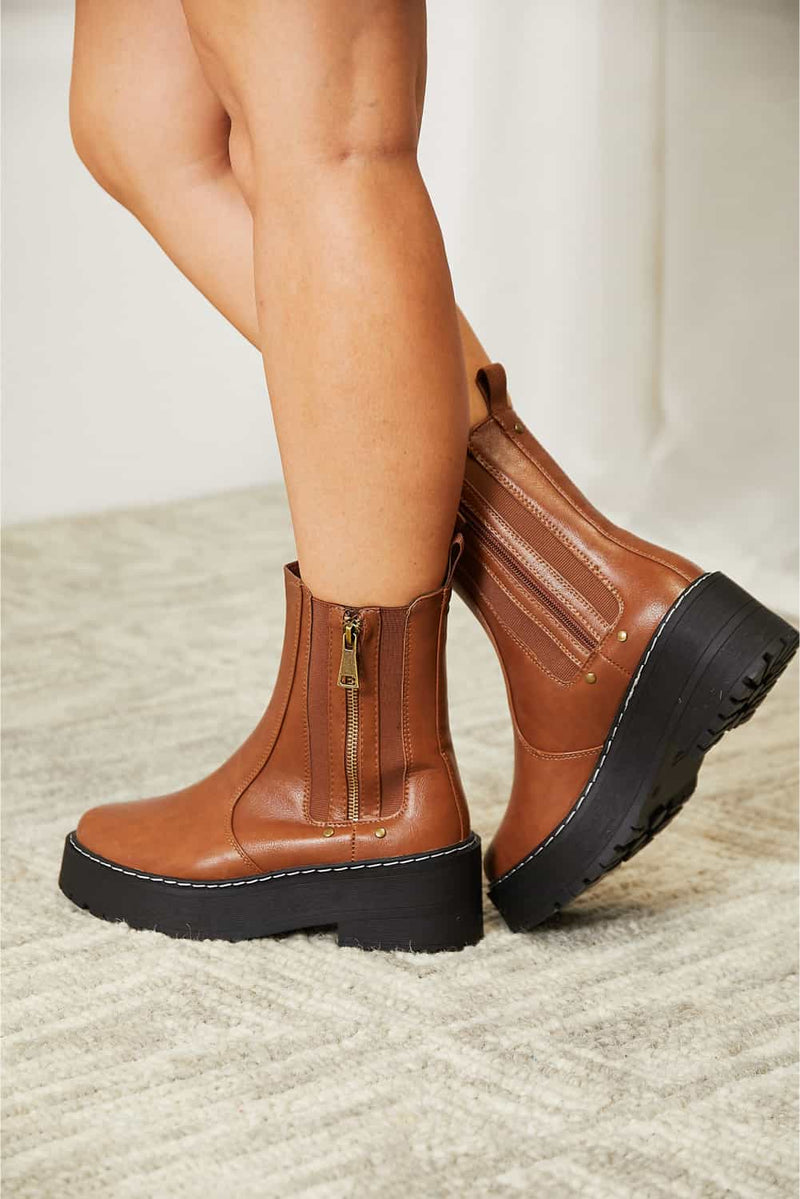 Forever Link Side Zip Platform Boots - Dear Autumn