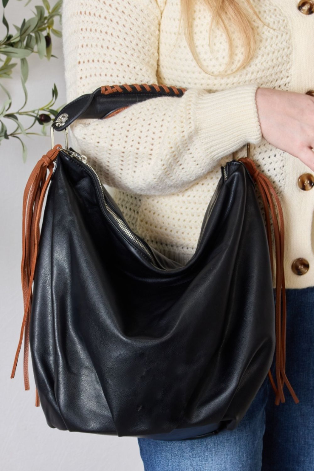 Fringe Detail Contrast Handbag - Dear Autumn