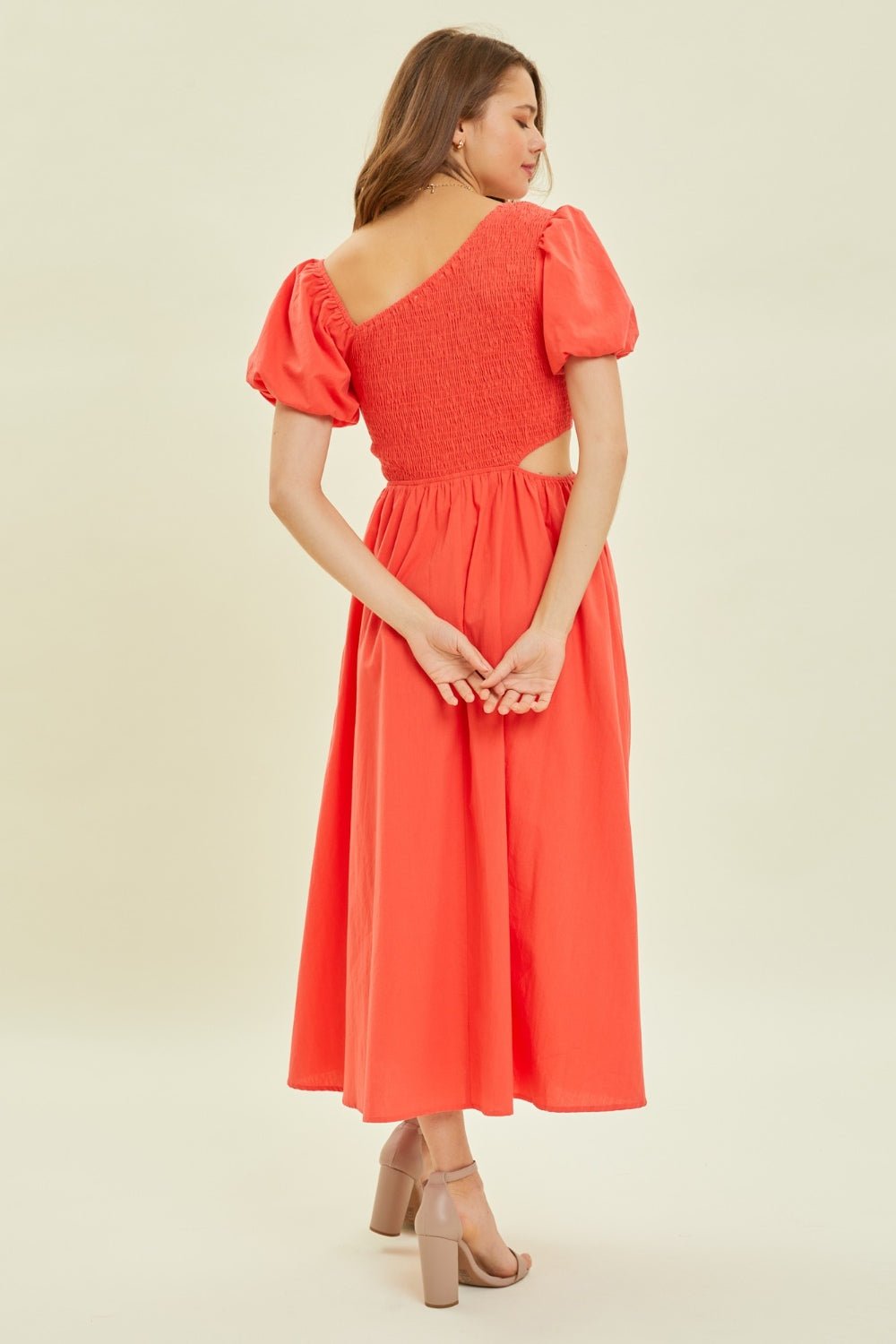 HEYSON Smocked Cutout Midi Dress - Dear Autumn