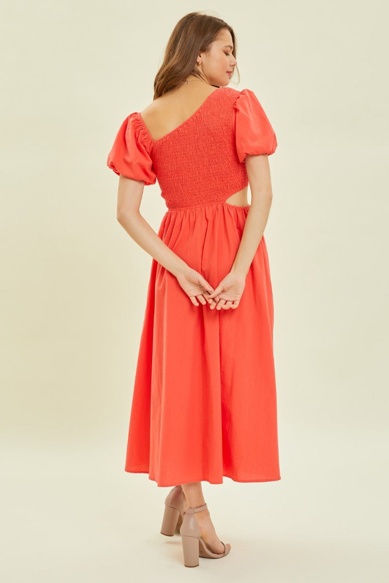 HEYSON Smocked Cutout Midi Dress - Dear Autumn