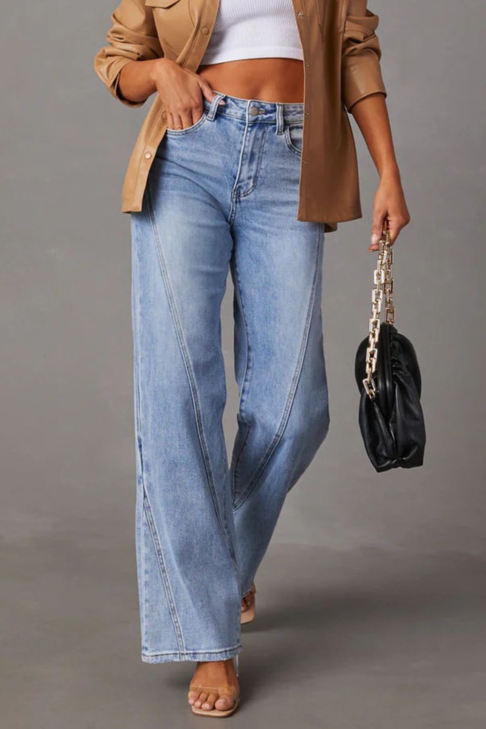 High Waist Straight Jeans with Pockets - Dear Autumn