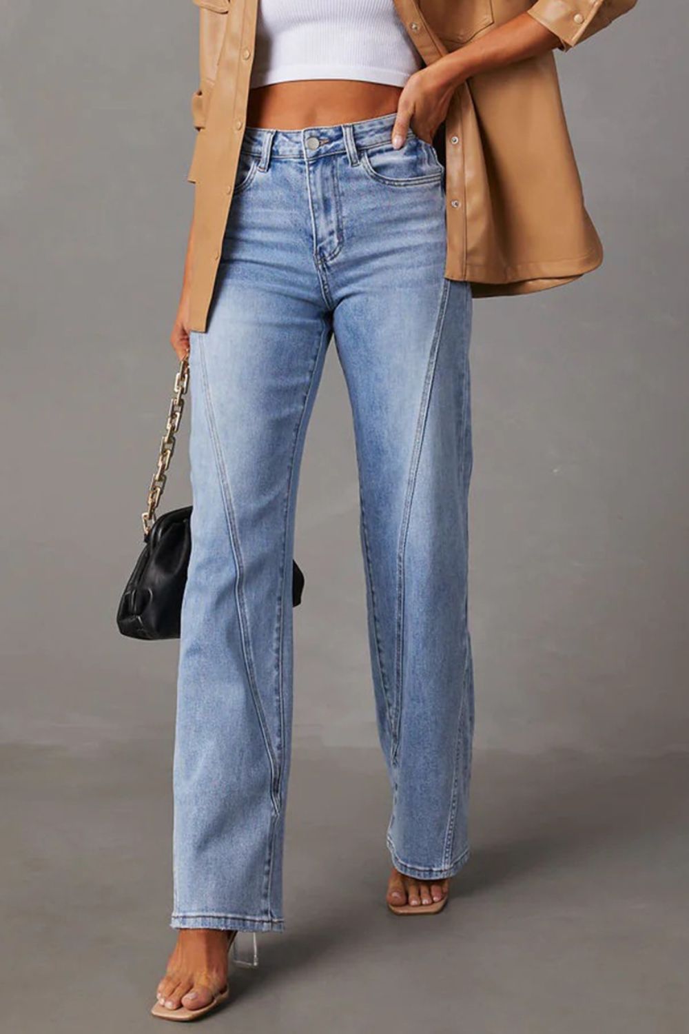 High Waist Straight Jeans with Pockets - Dear Autumn