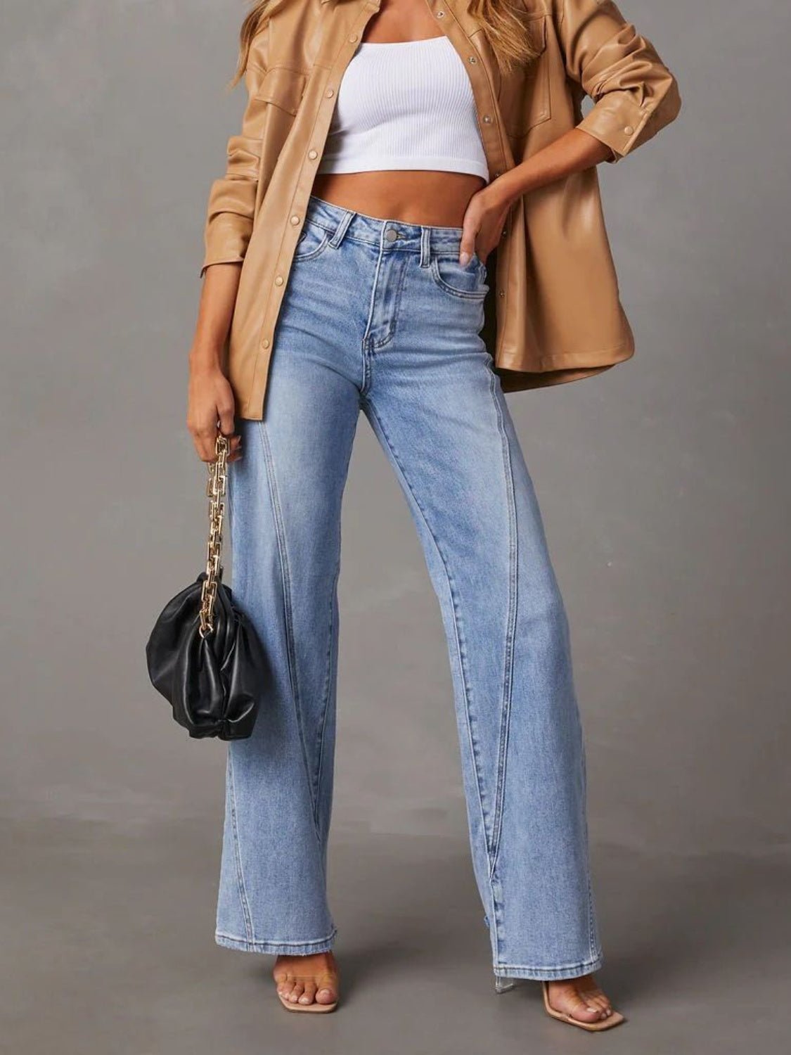 High Waist Straight Jeans with Pockets - Dear Autumn