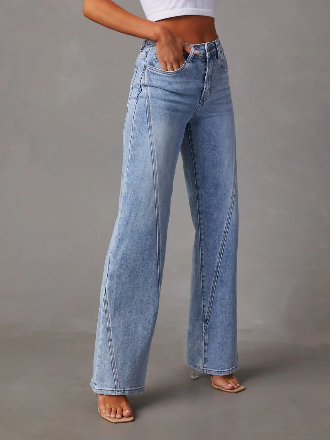 High Waist Straight Jeans with Pockets - Dear Autumn