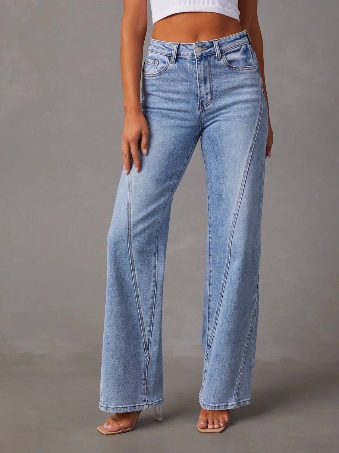 High Waist Straight Jeans with Pockets - Dear Autumn