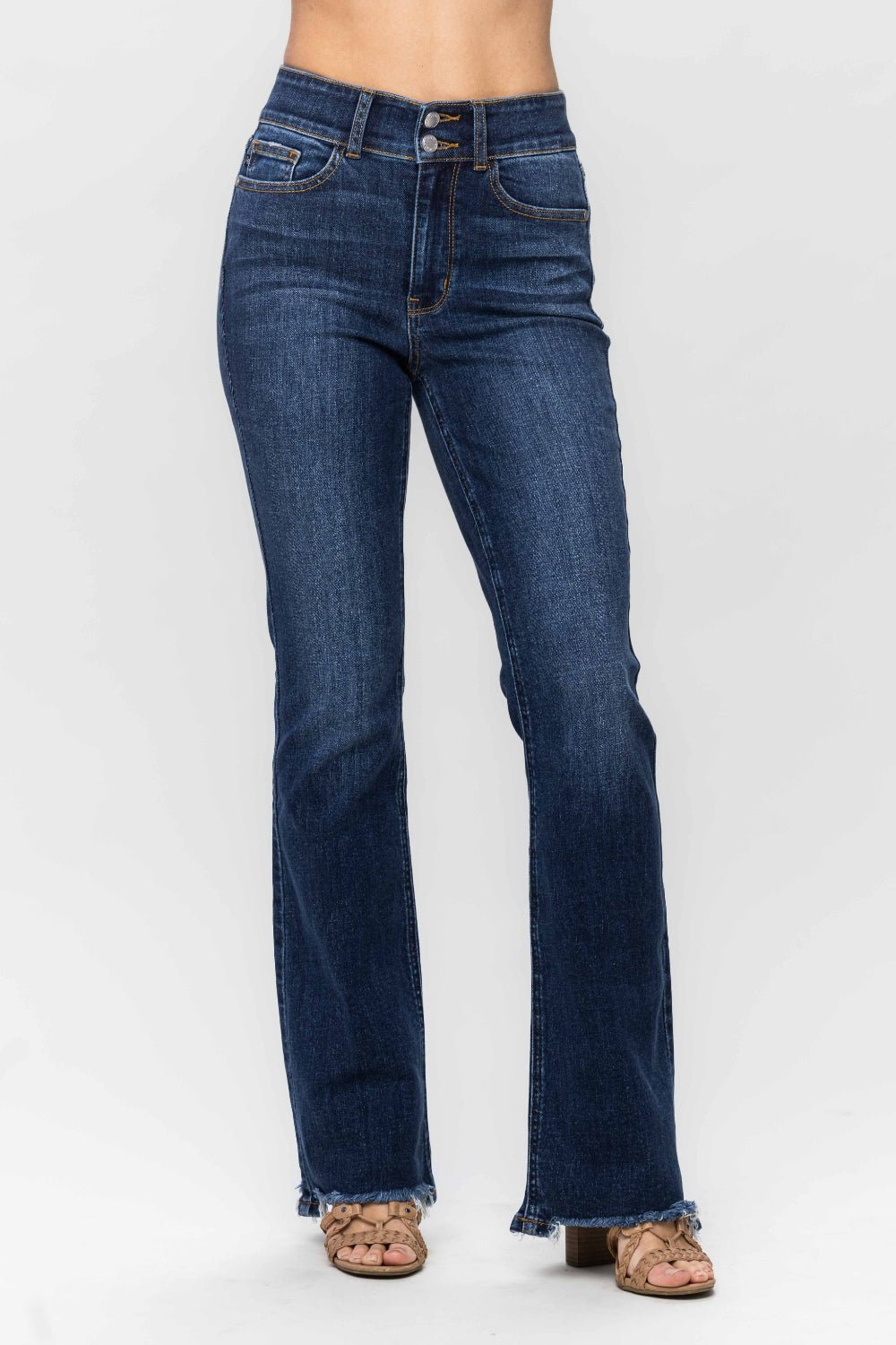 Judy Blue Frayed Hem Bootcut Jeans - Dear Autumn