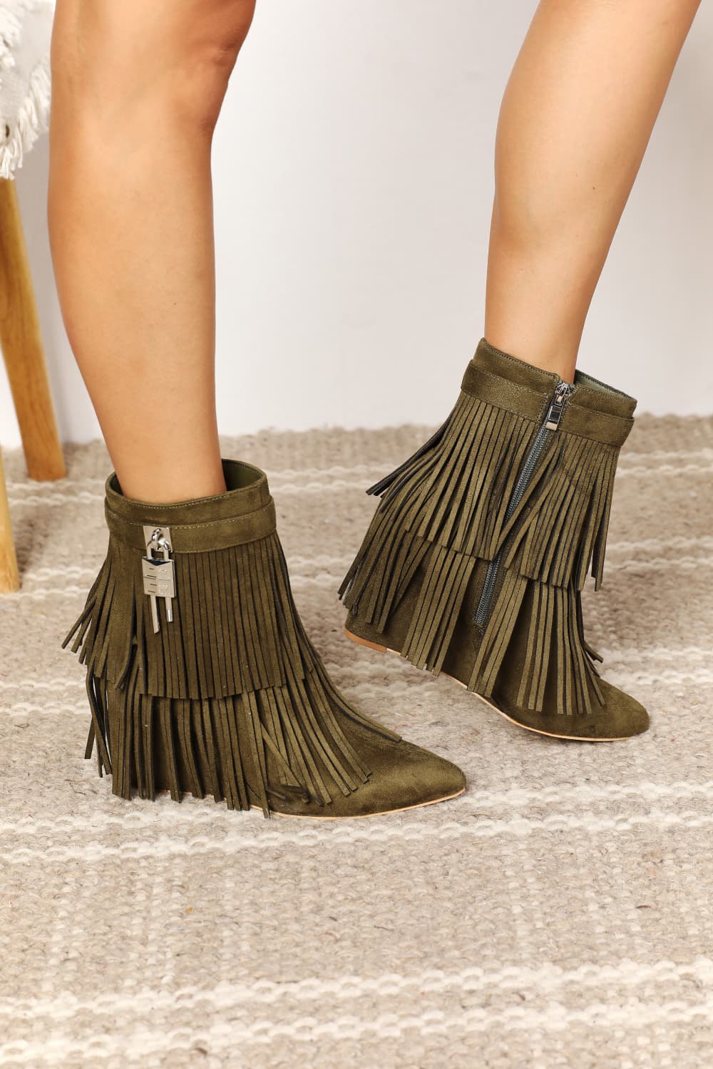 Legend Women's Tassel Wedge Heel Ankle Booties - Dear Autumn