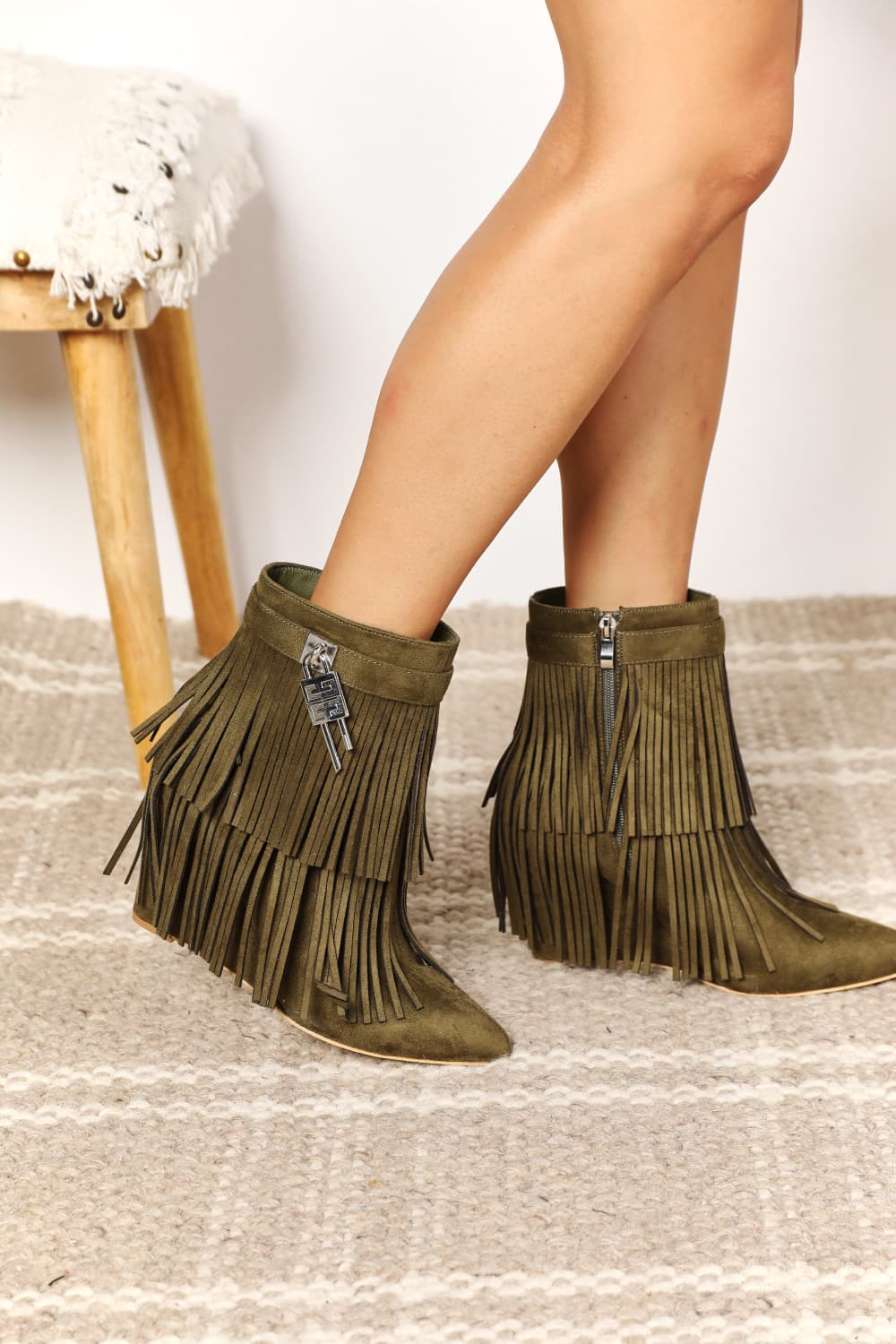 Legend Women's Tassel Wedge Heel Ankle Booties - Dear Autumn