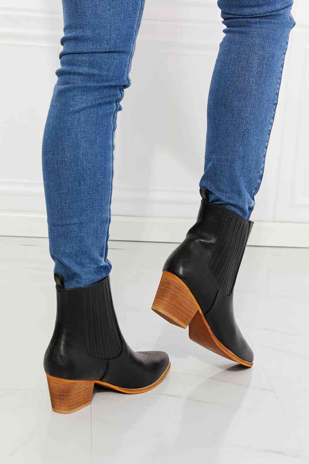 Love the Journey Stacked Heel Chelsea Boot in Black - Dear Autumn