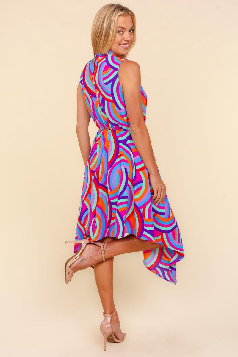 Mock Neck Sleeveless Printed Dress - Dear Autumn