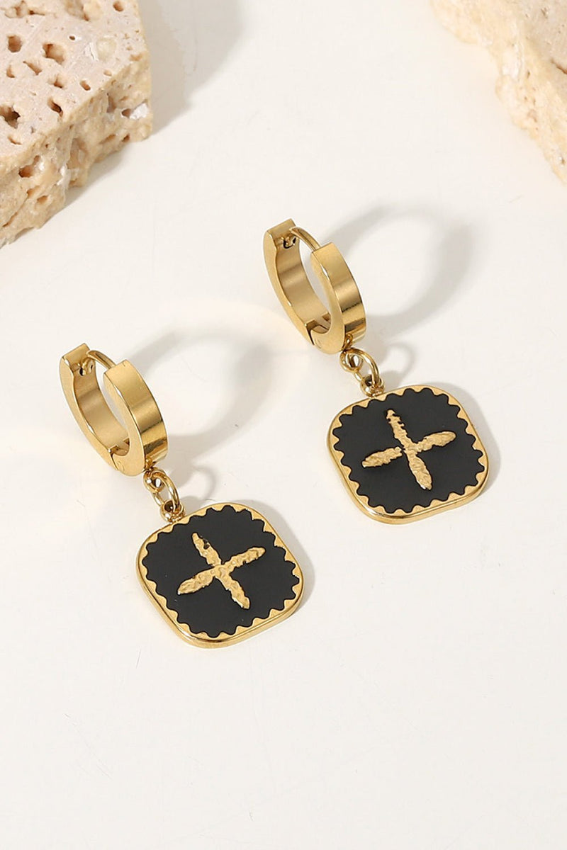 Plus Sign Square Shape Drop Earrings - Dear Autumn