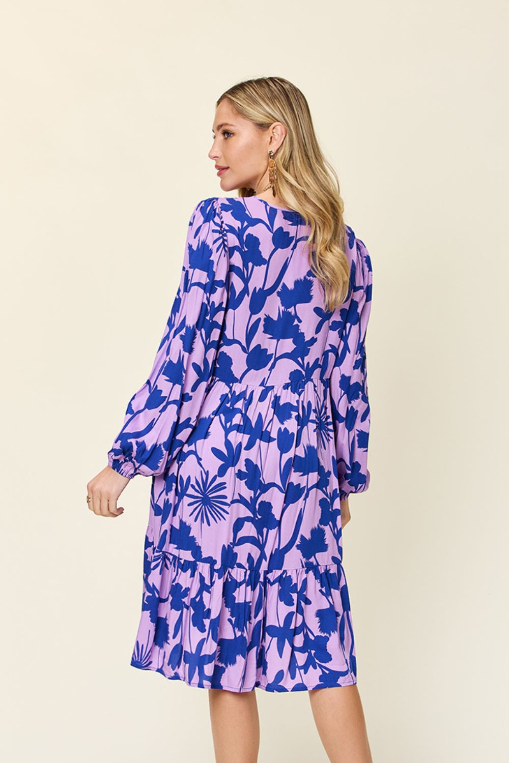 Printed Ruffle Hem Dress with Pocket - Dear Autumn