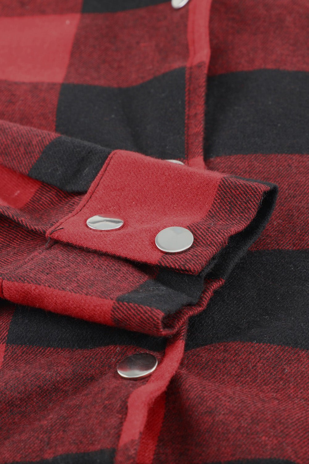 Red Plaid Collared Button Down Long Shirt Shacket - Dear Autumn