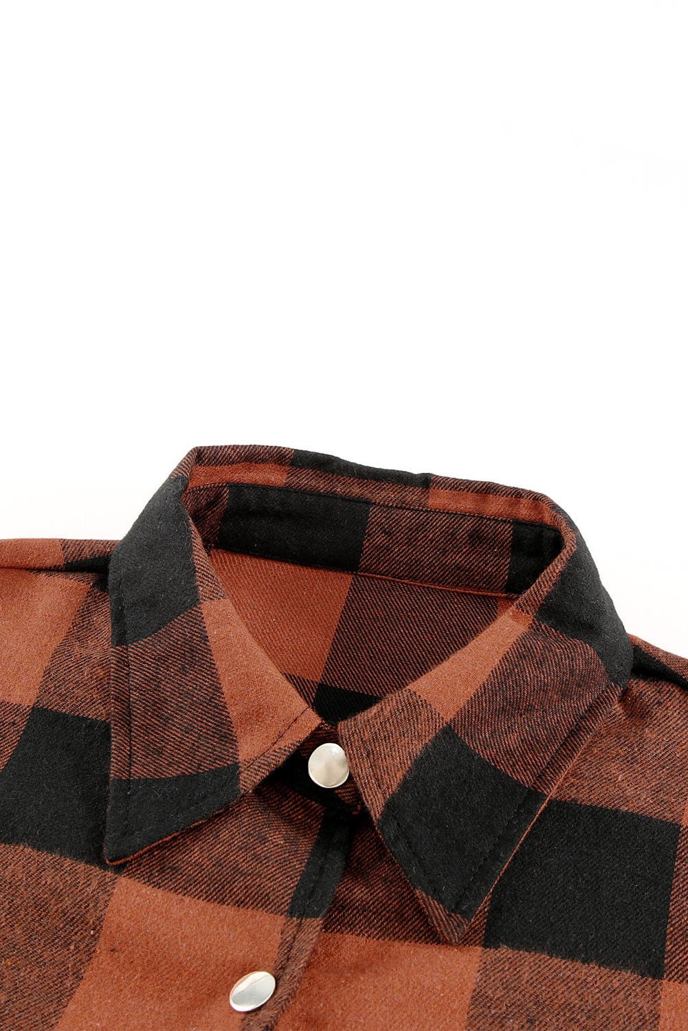 Red Plaid Collared Button Down Long Shirt Shacket - Dear Autumn