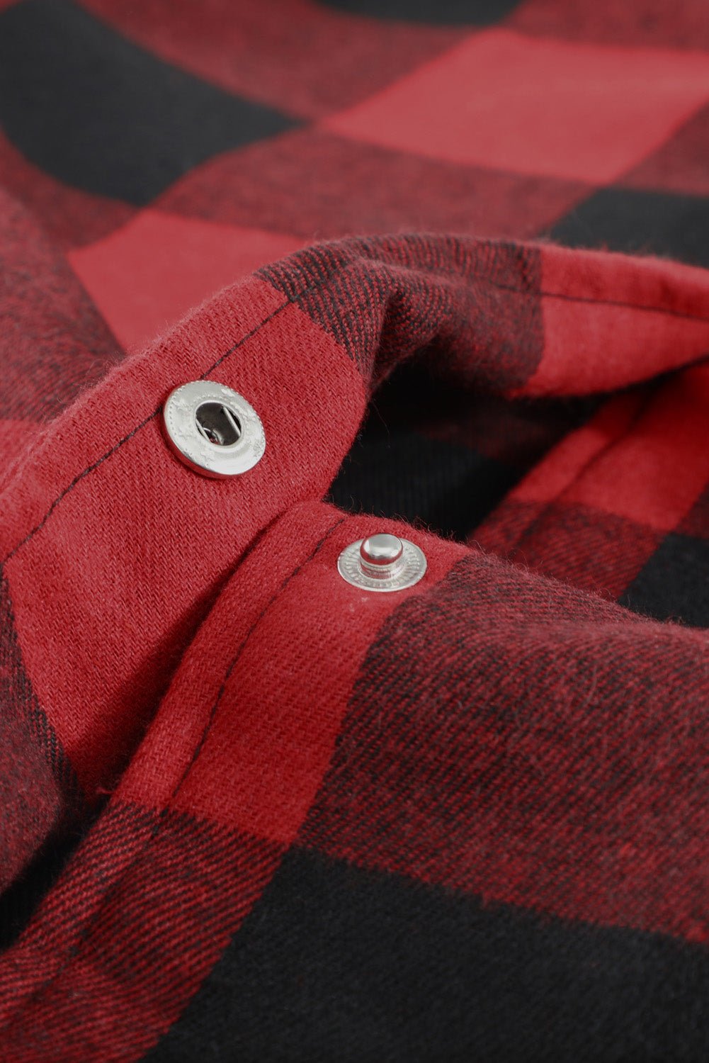 Red Plaid Collared Button Down Long Shirt Shacket - Dear Autumn