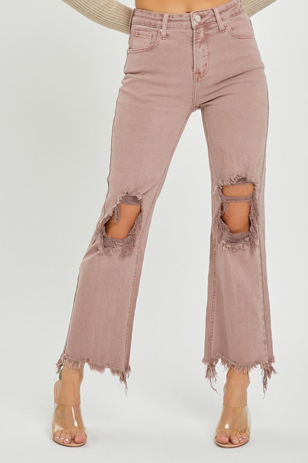 RISEN Distressed Ankle Bootcut Jeans - Dear Autumn