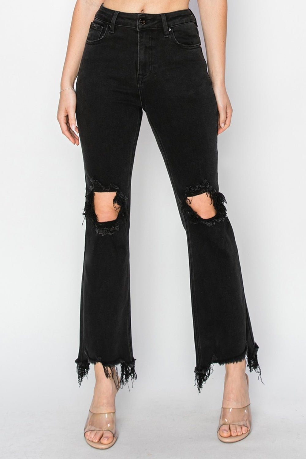 RISEN Distressed Raw Hem Jeans with Pockets - Dear Autumn