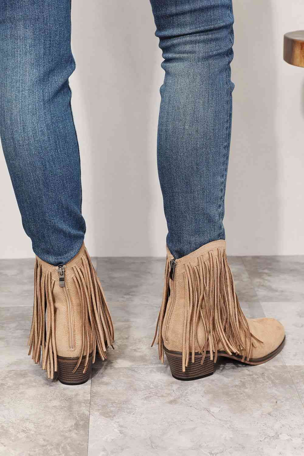 Women's Fringe Cowboy Western Ankle Boots - Dear Autumn