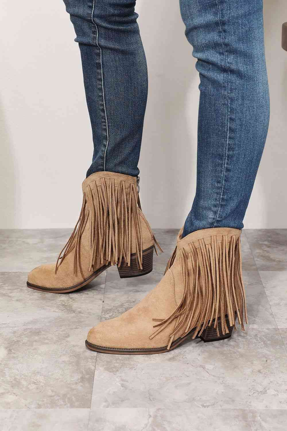 Women's Fringe Cowboy Western Ankle Boots - Dear Autumn