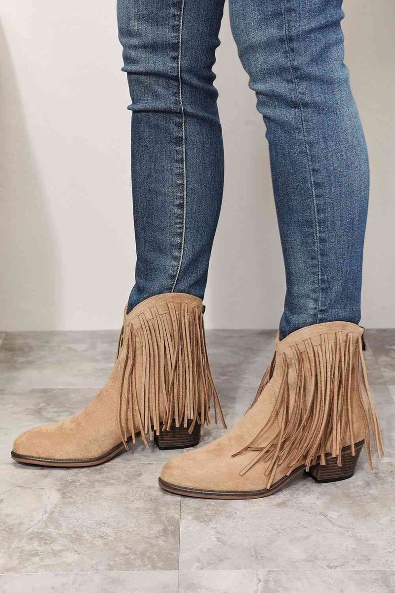 Women's Fringe Cowboy Western Ankle Boots - Dear Autumn