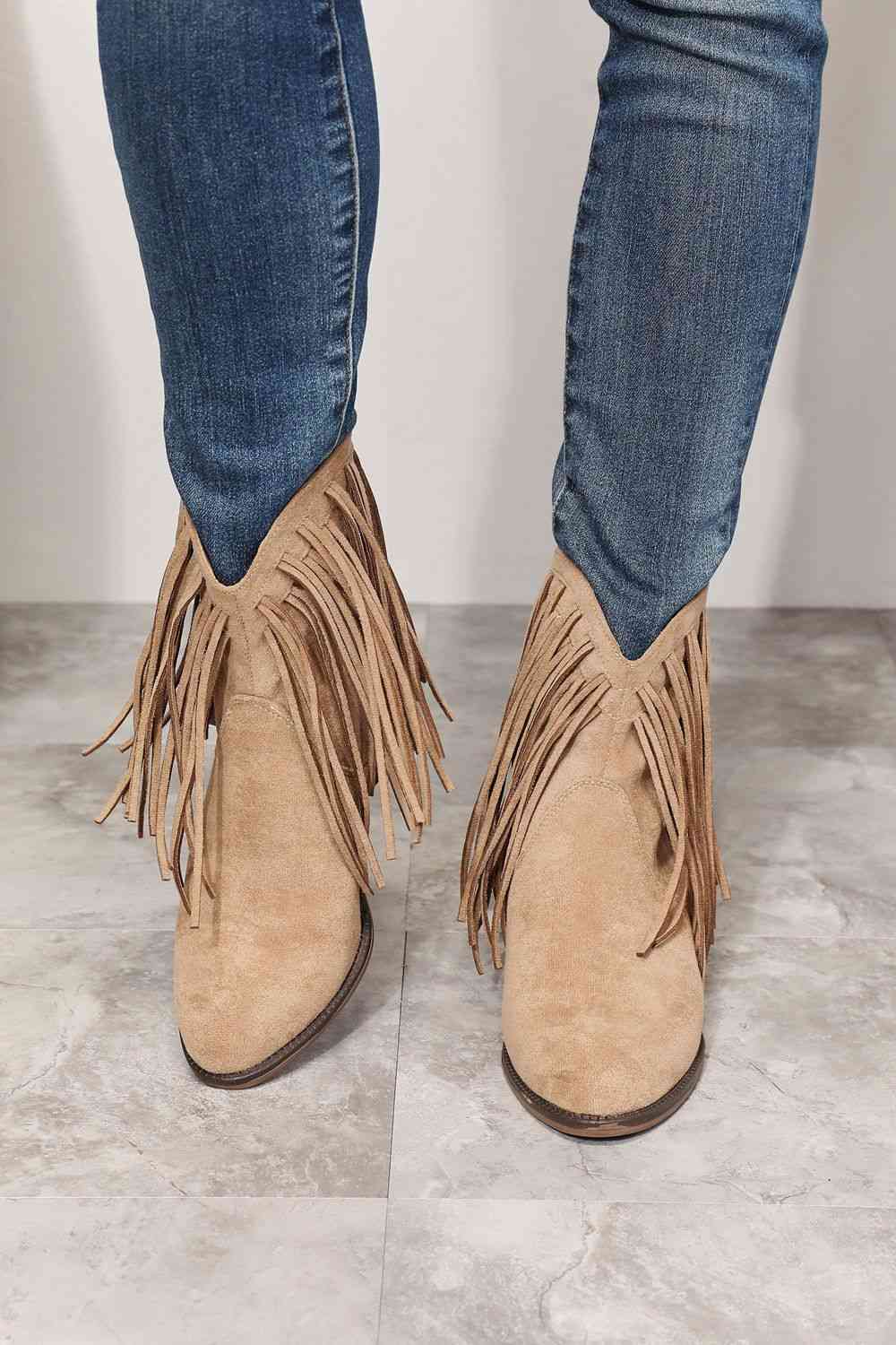 Women's Fringe Cowboy Western Ankle Boots - Dear Autumn