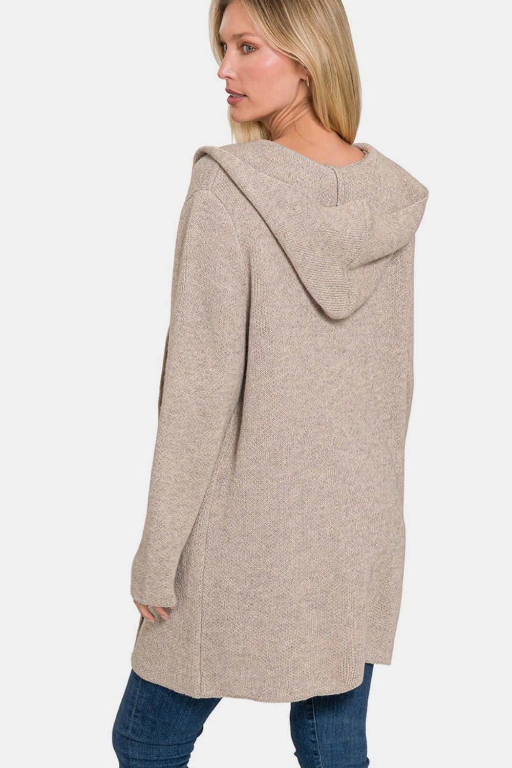 Zenana Hooded Open Front Sweater Cardigan - Dear Autumn