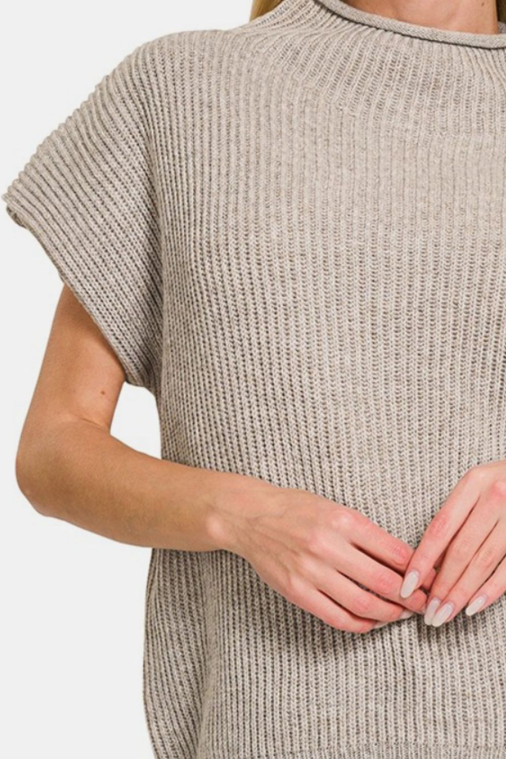 Zenana Short Sleeve Mock Neck Sweater - Dear Autumn