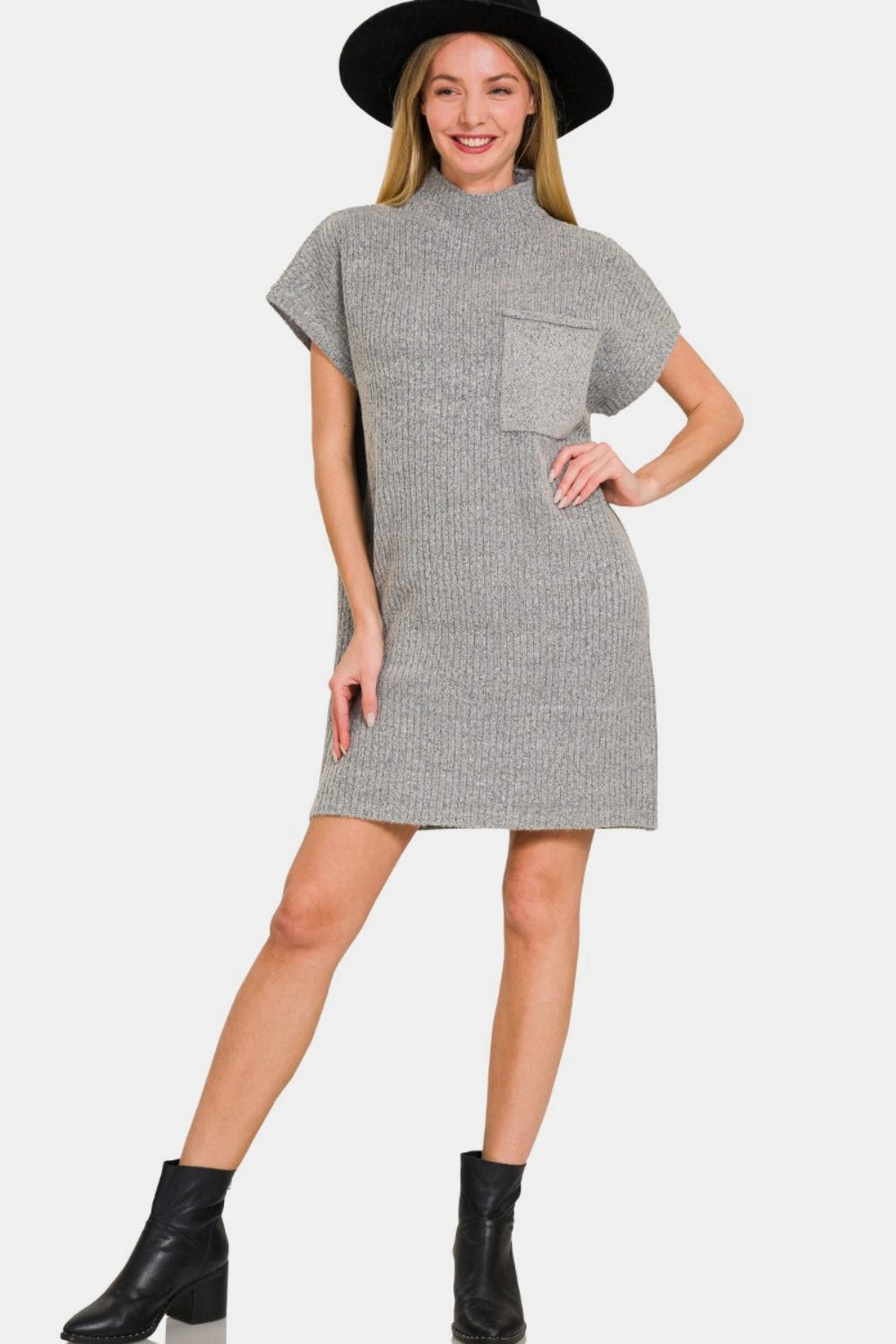 Zenana Short Sleeve Sweater Mini Dress - Dear Autumn