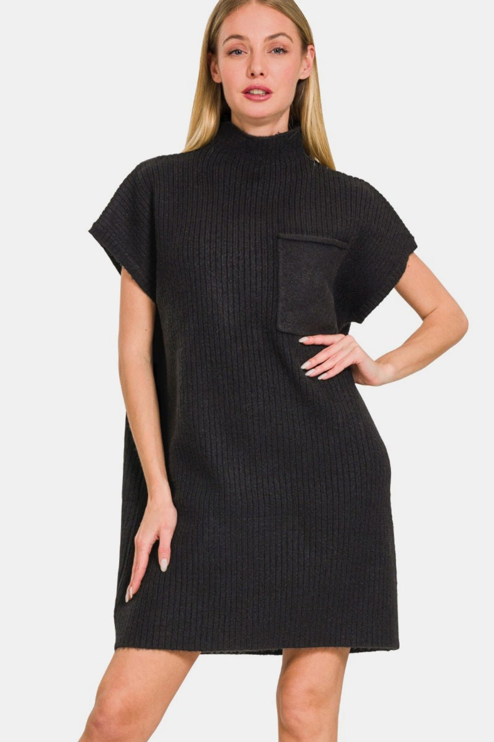 Zenana Short Sleeve Sweater Mini Dress - Dear Autumn