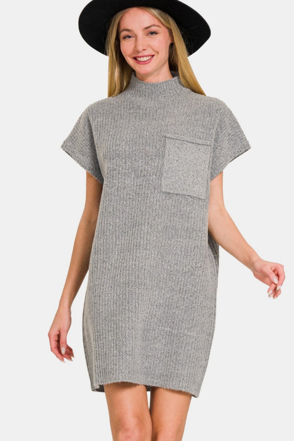 Zenana Short Sleeve Sweater Mini Dress - Dear Autumn