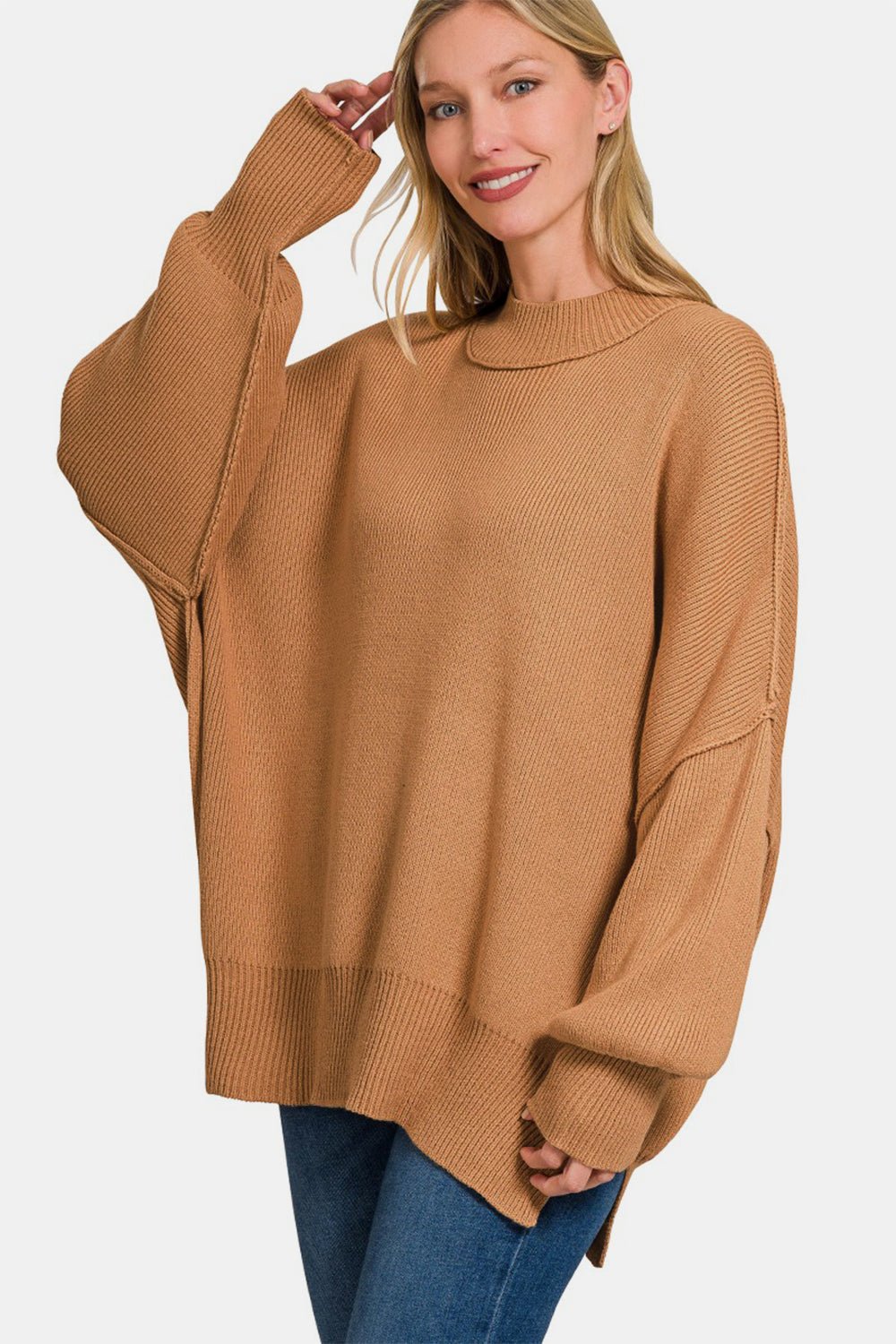 Zenana Side Sit Oversize Sweater - Dear Autumn